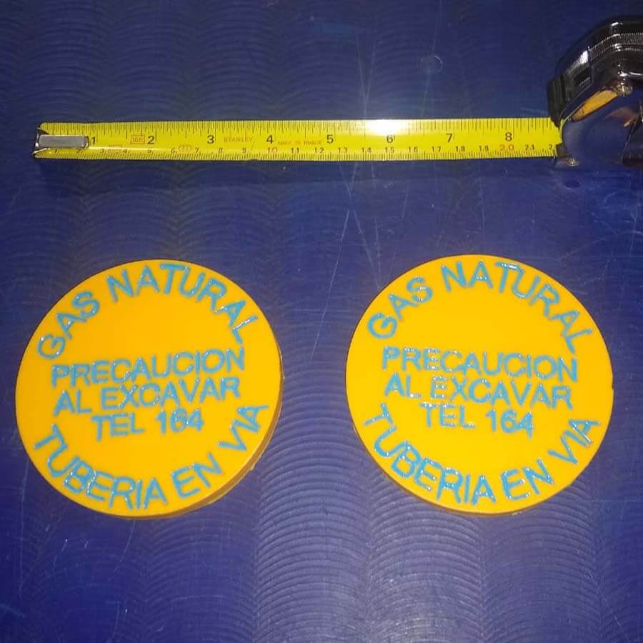Plaqueta, placa universal de señalización rectangular para gas natural propano en plástico industrial polipropileno acometida, amarilla - Maderplas