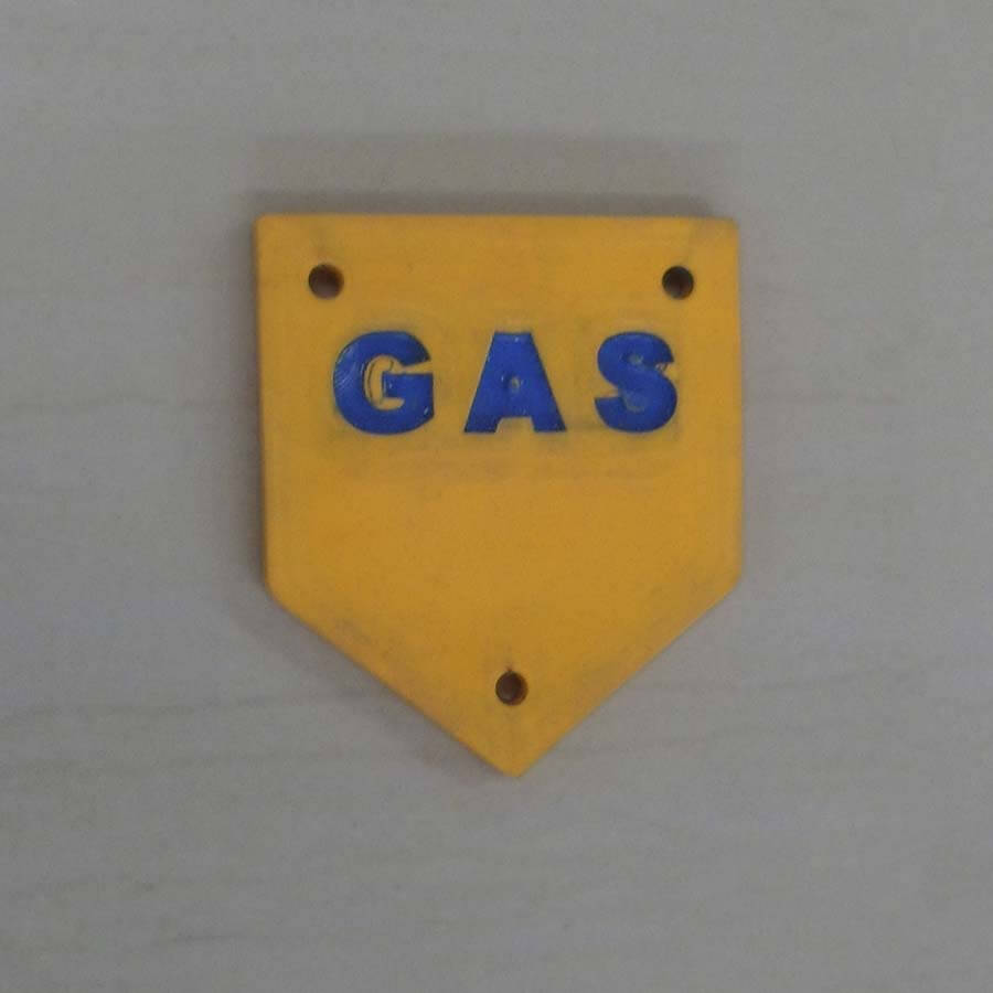 Plaqueta, placa universal de señalización rectangular para gas natural propano en plástico industrial polipropileno acometida, amarilla - Maderplas
